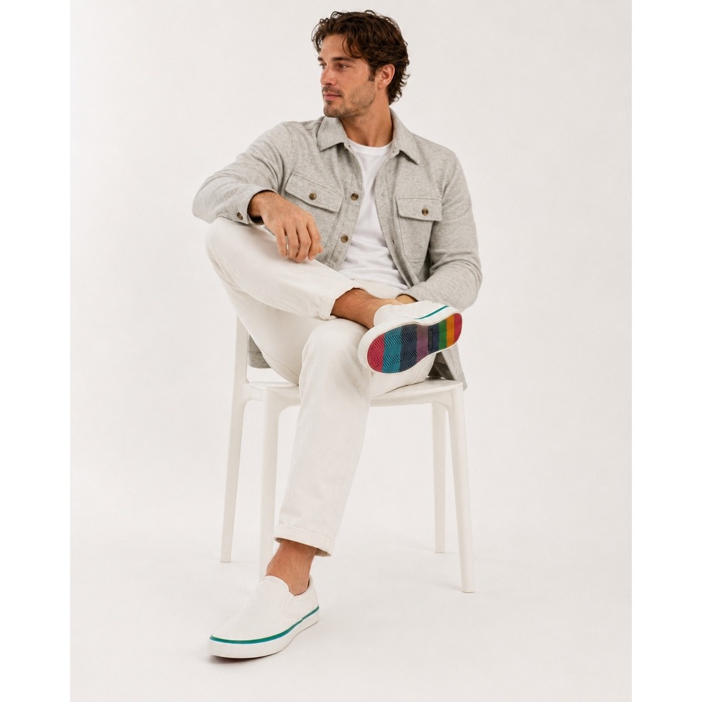 Seavees‎ Pacific Pride Slip-On Sneaker | White Canvas Rainbow | Men's Size 12